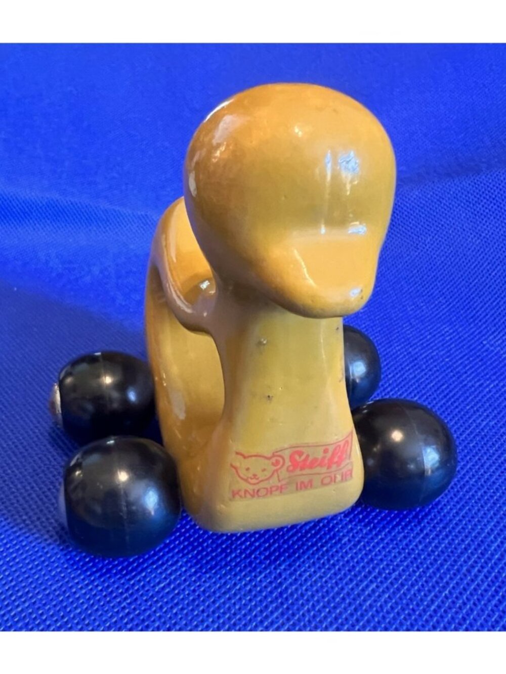 Steiff Vintage Wooden Duck Pull Toy With Rolling Wheels